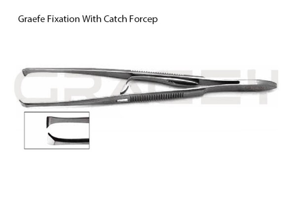 Graefe Fixation Forceps with Catch 
