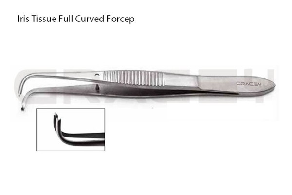 Iris Tissue Forceps Full Curved 1x2