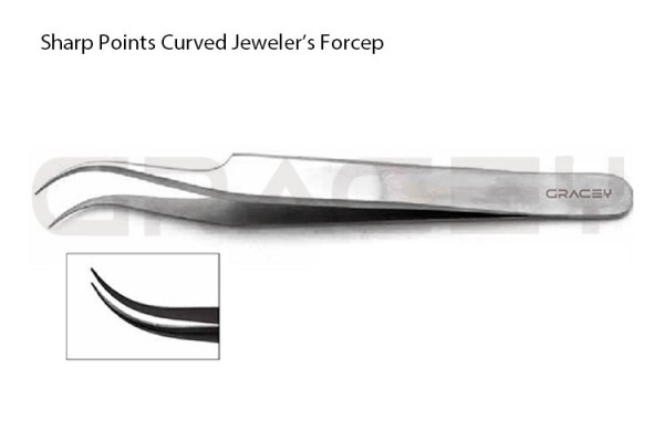 Jeweler Forceps Sharp Points Curved #7